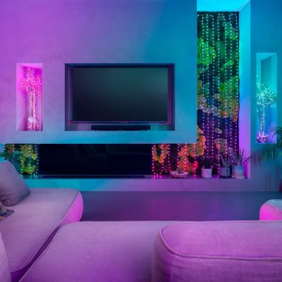 6. Twinkly Candies – 100 Lampki w kształcie pereł RGB LEDs, zielony przewód, USB-C
