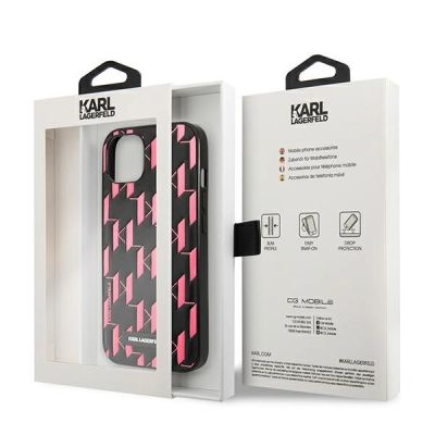 8. Etui Karl Lagerfeld Monogram Plaque na iPhone 13 mini - różowe