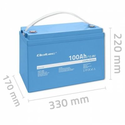 7. Qoltec 53705 akumulator samochodowy Litowo-żelazowo-fosforanowy (LiFePO4) 100 Ah 12,8 V 100 A Samochód