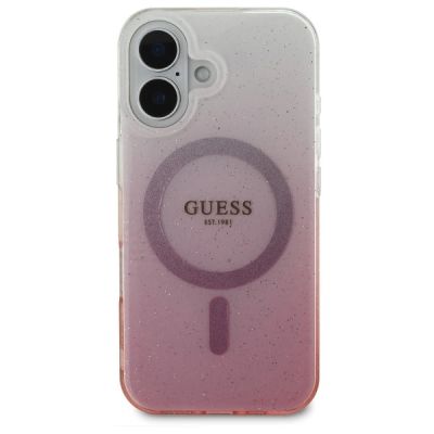 3. Etui Guess IML Glitter Gradient MagSafe na iPhone 16 - różowe