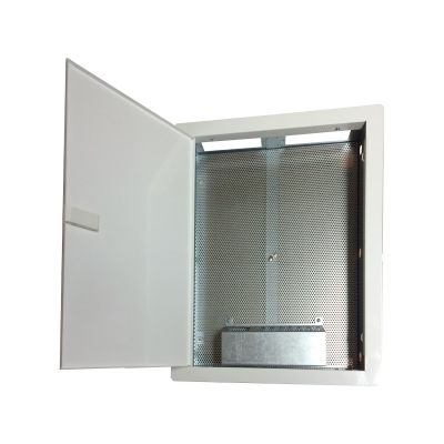 Obudowa / szafka lokalowa, multimedialna 500x350x90, podtynkowa, drzwi perforowane, 1 x gn. elektryczne, 14 x gn. Keystone ALANTEC