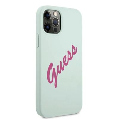 4. Etui Guess Silicone Vintage na iPhone 12 Pro Max - niebiesko-różowe