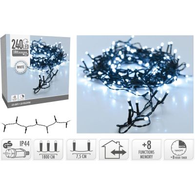 11. LAMPKI CHOINKOWE ŁAŃCUCH ŚWIETLNY 240 LED TIMER ZIMNY BIAŁY