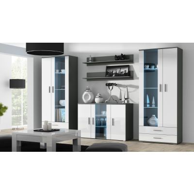 2. Komoda 120cm SOHO S7  szary/ biały połysk