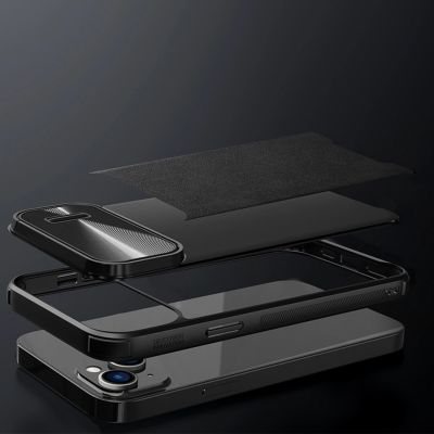 12. Nillkin CamShield Leather S Case etui iPhone 14 Plus pokrowiec z osłoną na aparat niebieskie
