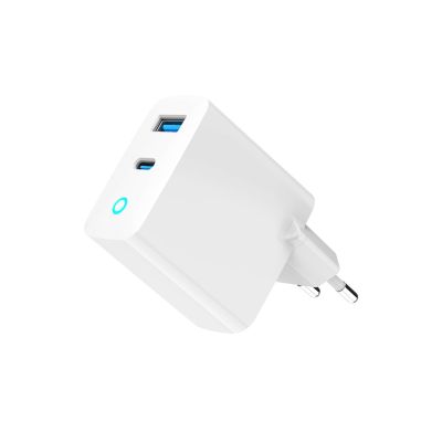4. GEMBIRD 2-PORTOWA SZYBKA ŁADOWARKA SIECIOWA GAN (PD) USB (A+C), 65W, BIAŁA