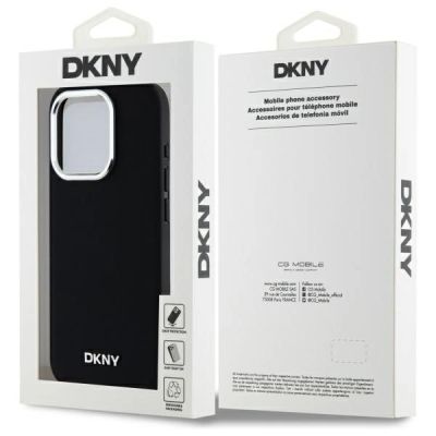 8. Etui DKNY Plain Logo MagSafe na iPhone 15 Pro - czarne