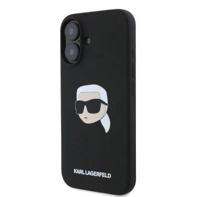 3. Etui Karl Lagerfeld Silicone Karl Head Print MagSafe na iPhone 16 - czarne