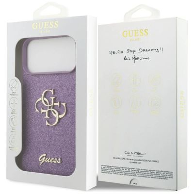 8. Etui Guess Fixed Glitter Big 4G na iPhone 17 Pro Max - fioletowe
