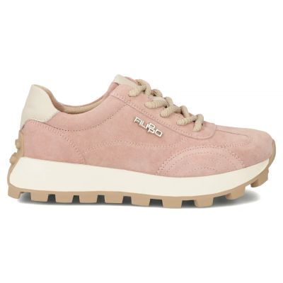 3. Skórzane półbuty sneakersy na platformie różowe Filippo DP7498