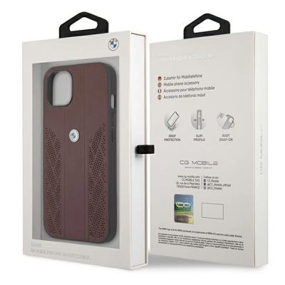 7. Etui BMW Leather Curve Perforate na iPhone 13 mini - czerwone