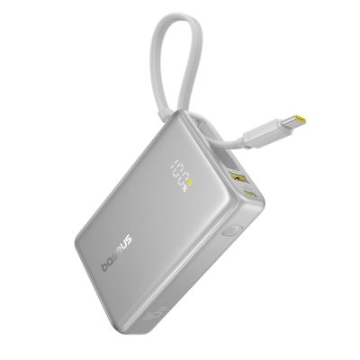 3. Powerbank Baseus PicoGo 10000mAh 45W z wyświetlaczem cyfrowym z wbudowanym kablem USB-C - tytanowy