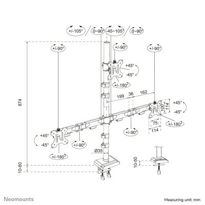 14. Neomounts DS60-600BL2-1 uchwyt / stojak do monitorów 81,3 cm (32") Biurko Czarny