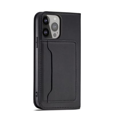 11. Magnet Card Case etui iPhone 14 Pro pokrowiec z klapką portfel podstawka czarne