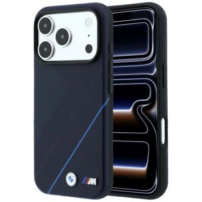 Etui BMW M Tire Track Blue Line MagSafe na iPhone 18 Pro / 17 Pro - granatowe