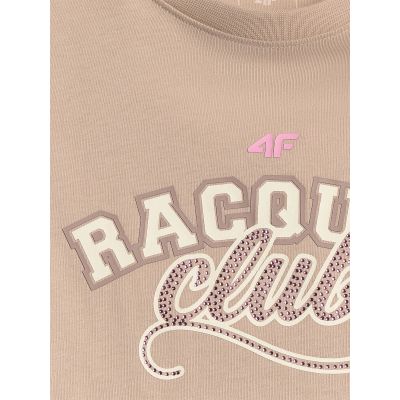 7. T-shirt oversize z nadrukiem dziewczęcy 4F 4FJRAW26TTSHF4242-83S