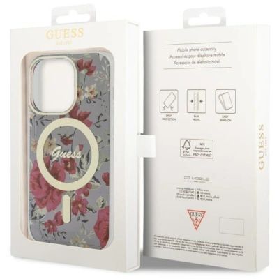 8. Etui Guess Flower MagSafe na iPhone 14 Pro - zielone