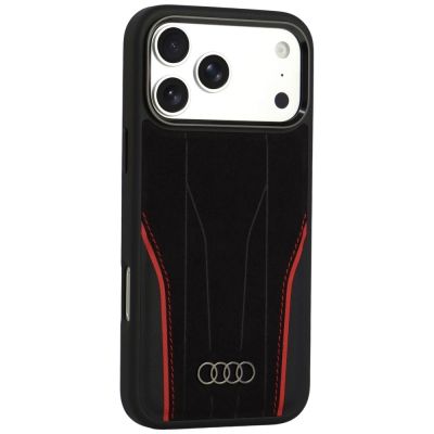 2. Etui Audi R8 Genuine Leather MagSafe na iPhone 18 Pro Max / 17 Pro Max - czarno-czerwone