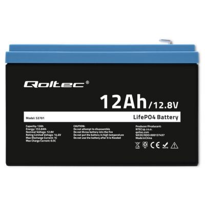 5. Qoltec Akumulator LiFePO4 Litowo-Żelazowo-Fosforanowy 12.8V 12Ah 153.6Wh BMS