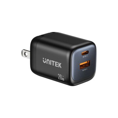 14. UNITEK ŁADOWARKA SIECIOWA 2X GAN USB-C & USB-A 20W CZARNA