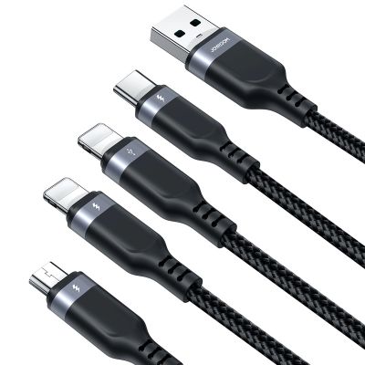 4. Kabel Joyroom Multi-Use Series S-A18 4w1 USB-A - USB-C / Lightning / Lightning / micro USB 1.2m - czarny