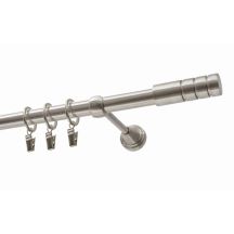 KARNISZ POJEDYNCZY FI 19 MM EFEKT STALI NIERDZEWNEJ 320 CM TECHNO Z KÓŁKAMI KOWALSKI