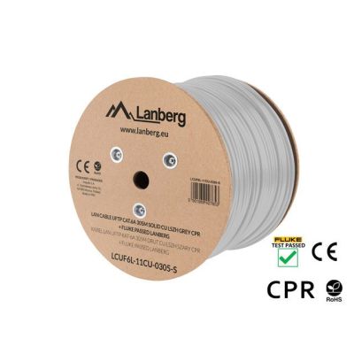 3. LANBERG KABEL UFTP KAT. 6A 305M DRUT CU LSZH SZARY CPR+FLUKE PASSED