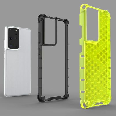 5. Honeycomb etui pancerny pokrowiec z żelową ramką Samsung Galaxy S22 Ultra niebieski