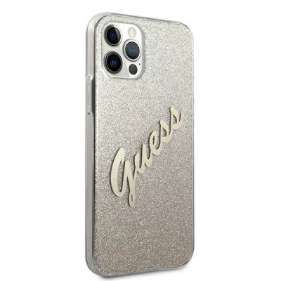 4. Etui Guess Glitter Gradient Script na iPhone 12 Pro Max - złote