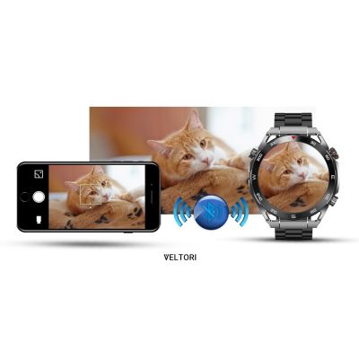 21. Smartwatch VELTORI VT100-1 + Czarny Pasek Silikonowy + Czarny Eko Skóra