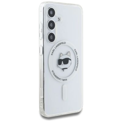 4. Etui Karl Lagerfeld Button Choupette Head Printed Logo MagSafe Samsung Galaxy S25 Plus biały