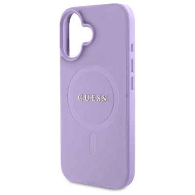 6. Etui Guess Saffiano MagSafe na iPhone 16 - fioletowe