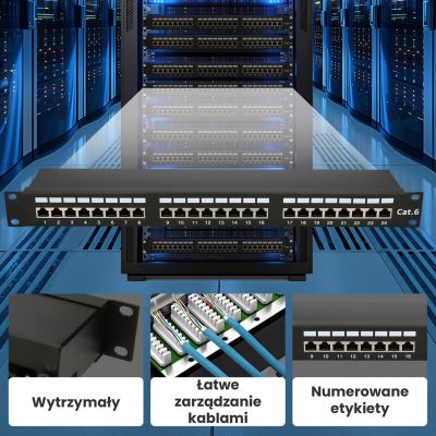 15. Patch panel Extralink  EX.9830 (1U; kat. 5e; 24xRJ-45)