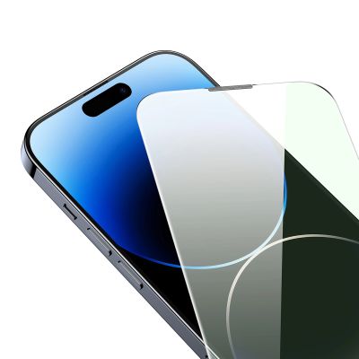 7. Baseus szkło hartowane do iPhone 14 Pro Max na cały ekran z filtrem Anti Blue Light i osłoną na głośnik 0.3mm + ramka montażowa