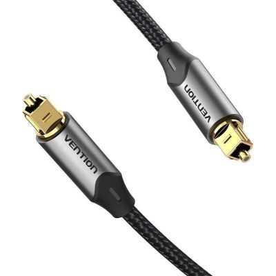 3. Kabel audio optyczny Vention w oplocie z aluminiowym złączem 5m szary