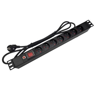 3. Alantec Listwa zasilająca 19" 230V - 7 gniazd (typu E - CEE 7/5), z wyłącznikiem LED, z zabezpieczeniem przeciwprzeciążeniowym, kabel 1,8m CEE 7/7 (PZ071U)