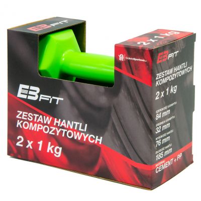 5. Zestaw Hantli Kompozytowych EB FIT 2x1kg zielone 1027012