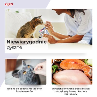 3. INABA Juicy Bites O smaku domowego bulionu i kalmara - przysmak dla kota - 3x11,3 g