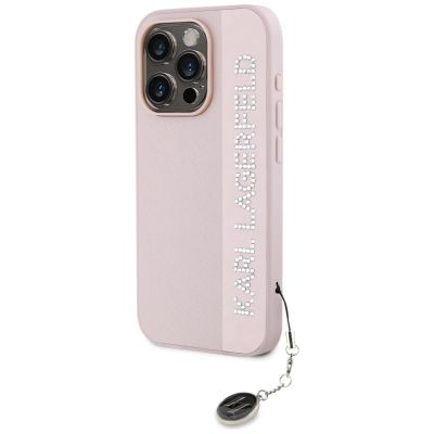 2. Etui Karl Lagerfeld Saffiano Rhinestones & Charm na iPhone 15 Pro - różowe