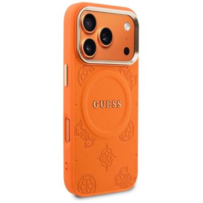 4. Etui Guess Peony Hot Stamp MagSafe na iPhone 17 Pro Max - pomarańczowe