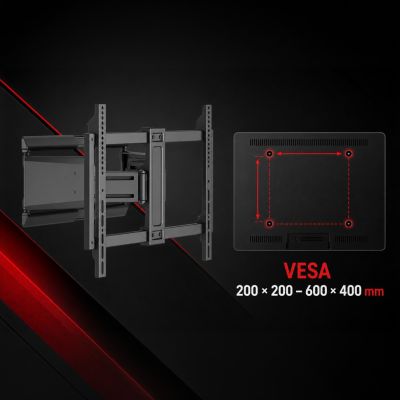 13. MACLEAN UCHWYT / WIESZAK DO TELEWIZORA, MAX. VESA 600X400, 37-90", MAX. OBCIĄŻENIE 65KG, CZARNY MC-881 N