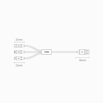 18. Baseus Superior 3w1 kabel USB - Lightning / USB Typ C / micro USB 3,5 A 1,5 m Biały (CAMLTYS-02)