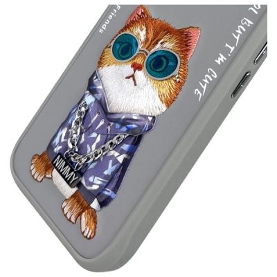 7. Etui Nimmy Glasses Cool Cat na iPhone 16 - szare