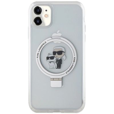 3. Etui Karl Lagerfeld Ring Stand Karl&Choupettte MagSafe do iPhone 11 / Xr - białe