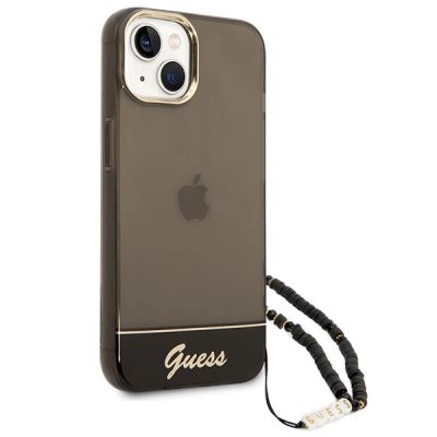 3. Etui Guess Translucent Pearl Strap na iPhone 14 - czarne