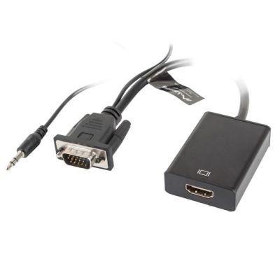 2. Adapter Lanberg AD-0021-BK (D-Sub (VGA), Mini Jack M - HDMI F; 0,20m; kolor czarny)