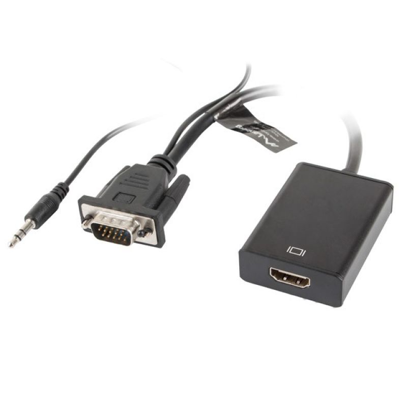 2. Adapter Lanberg AD-0021-BK (D-Sub (VGA), Mini Jack M - HDMI F; 0,20m; kolor czarny)