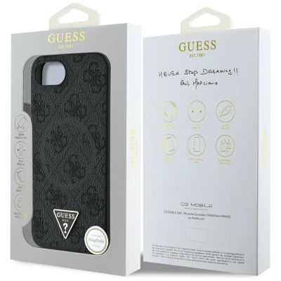 8. Etui Guess 4G Ring Triangle Logo MagSafe na iPhone 16e - czarne