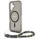 5. Etui Guess IML Glitter With Pearl Strap MagSafe na iPhone 16 - czarne