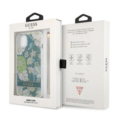 8. Etui Guess Flower Strap na iPhone 13 mini - zielone